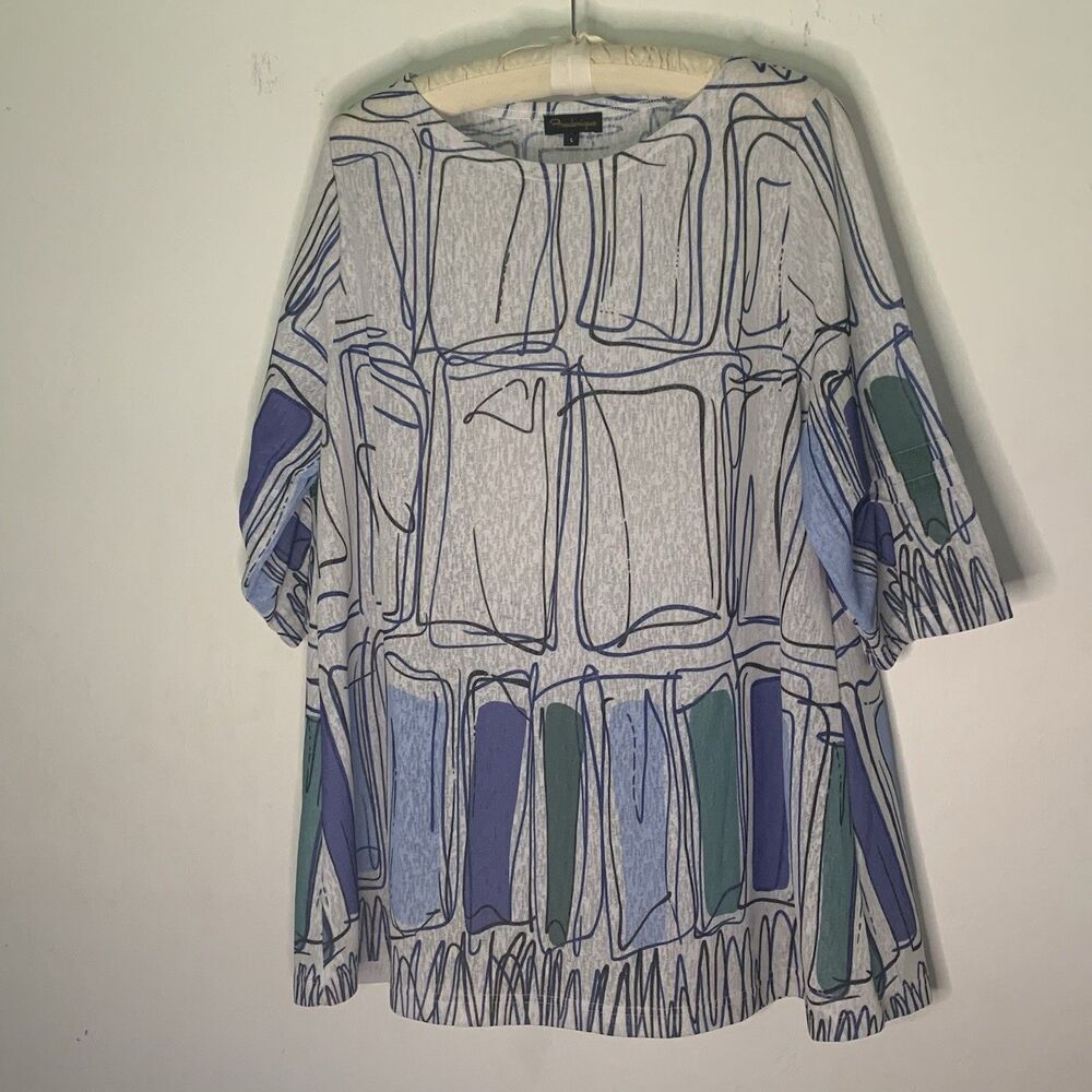Frederique Dress Boutique Color Block Womens Sz L Knee Length 1/4 Sleeve